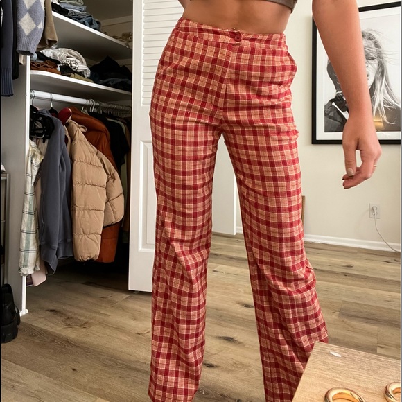 Brandy Melville red plad pants - Picture 3 of 5